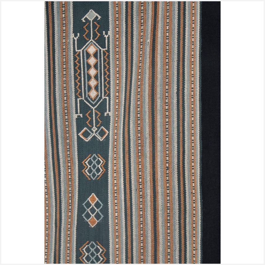 Ayutupas buna Timor handwoven heavy cotton textile natural vegetable dye black gray brown blue cream red mauve ethnic tapestry ethnic tribal fabric Indonesian hill tribe home decor boho runner CD14