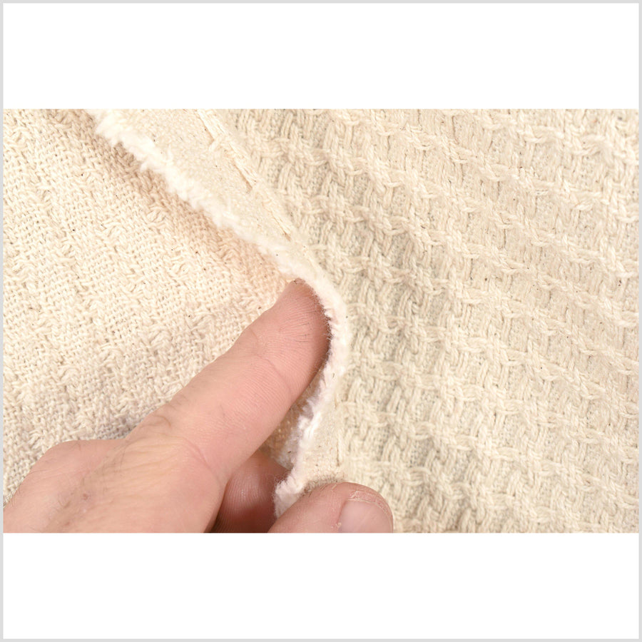 Beige, off-white, unbleached woven heavy weight cotton fabric with knit sweater pattern PHA102