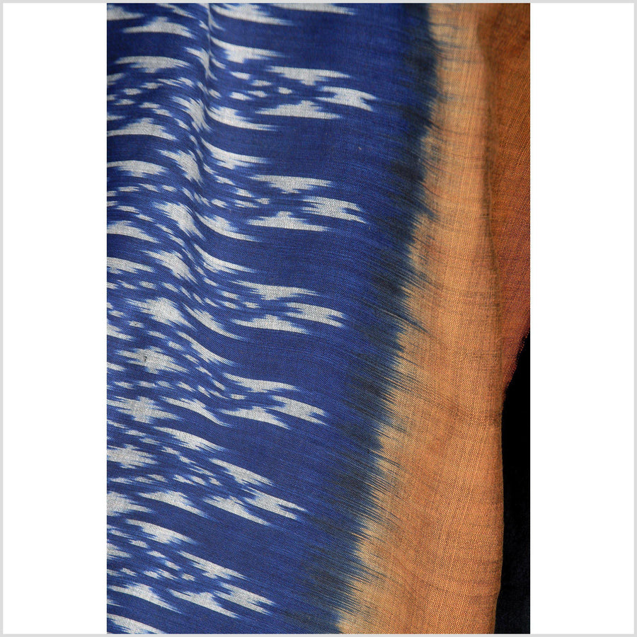 Boho fabric cotton skirt sarong Asian natural dye indigo blue gold gray yellow ethnic clothing ikat tribal pattern tapestry Laos 26 ZX63