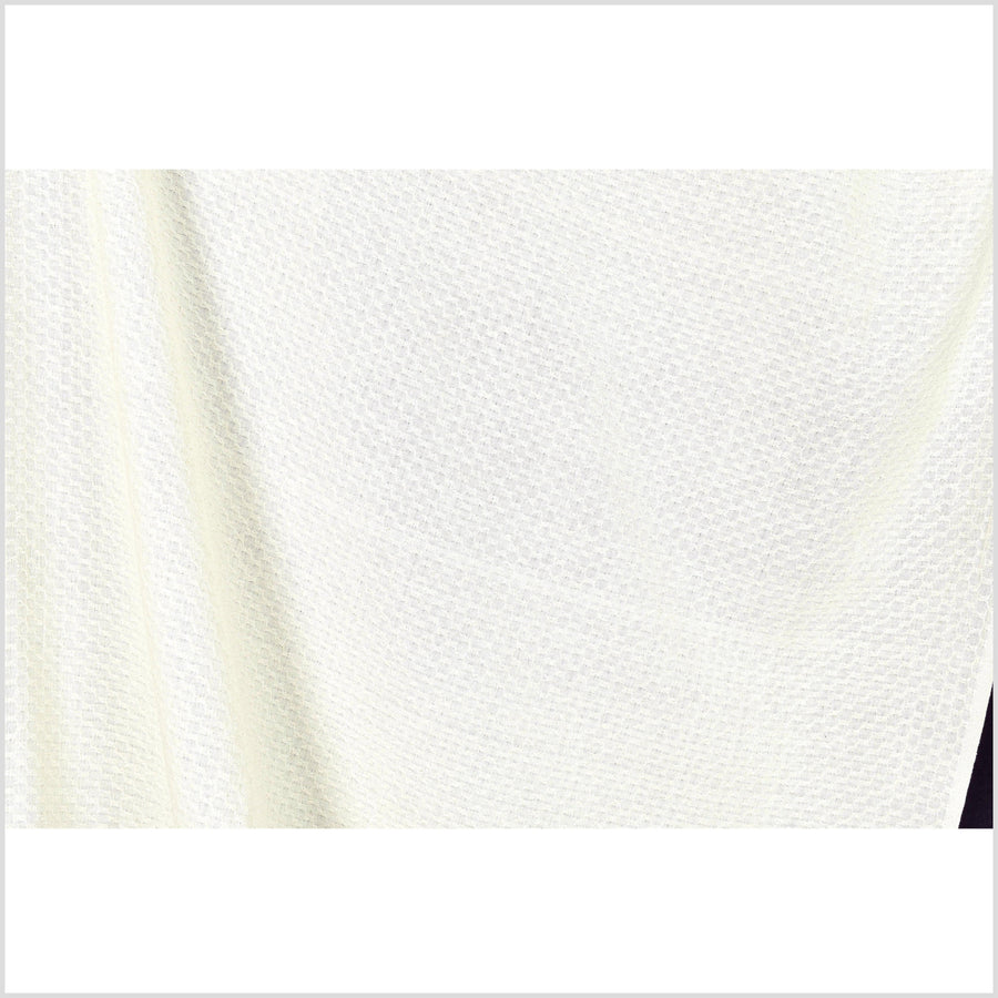 Cream, off-white, honeycomb pattern handwoven cotton fabric, light-weight, soft, quilted, double-layer, material, Thailand woven by the yard PHA335-10