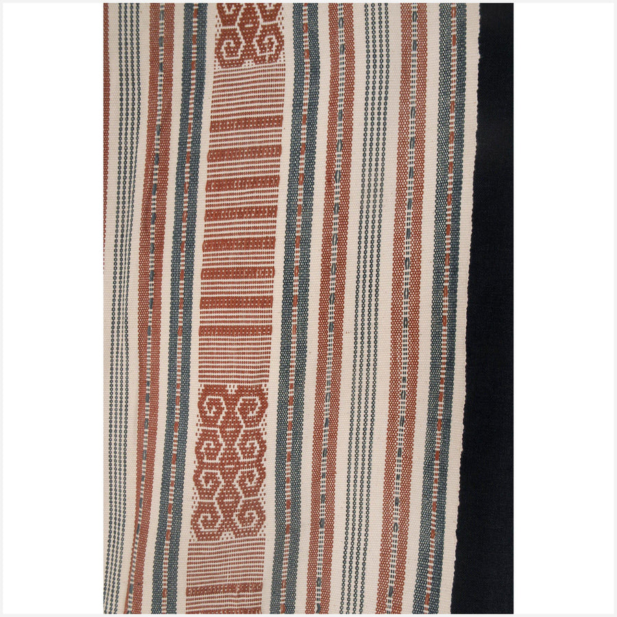 Ethnic tapestry tribal fabric Timor Boti handwoven traditional cotton textile skirt throw runner tablecloth Indonesian hill tribe home decor boho fabric natural vegetable dye black (dark gray) off-white pink CD26