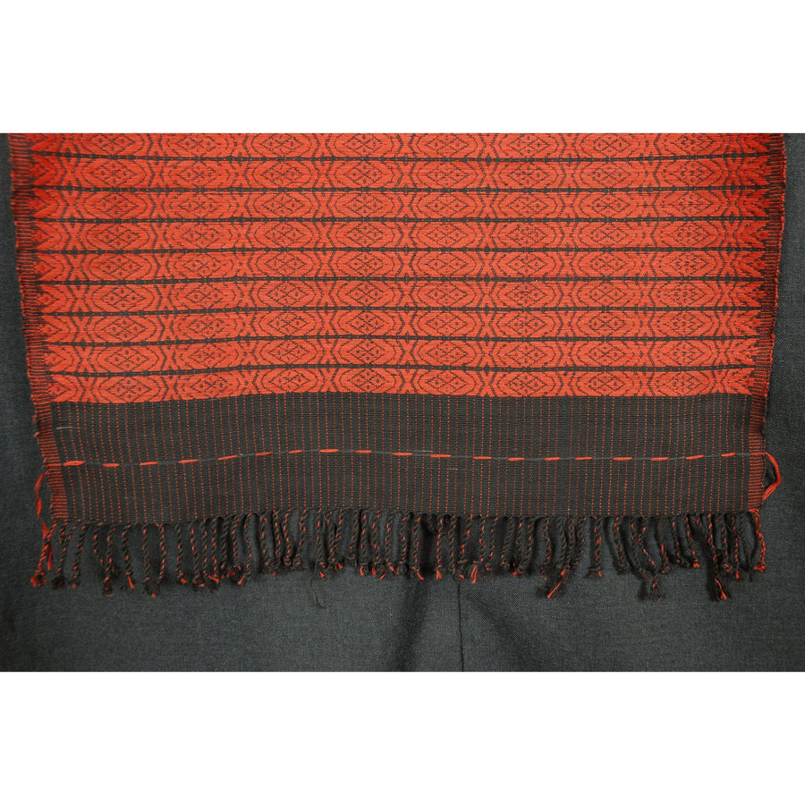 Orange Chin tribal textile orange home decor boho blanket, cotton fabric shoulder wrap hand woven table runner ethnic wall art 19 XX17