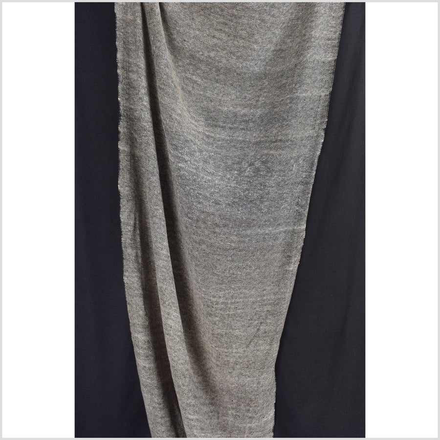 Handwoven, organic dye, 100% cotton neutral off-white and black thick weave fabric, medium-weight, per yard PHA90