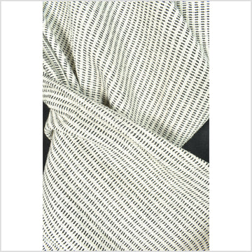 Loose weave, thick yarn, cotton fabric, super soft cream & black color with dot pattern, contrast stitching, Thai woven craft by yard PHA355