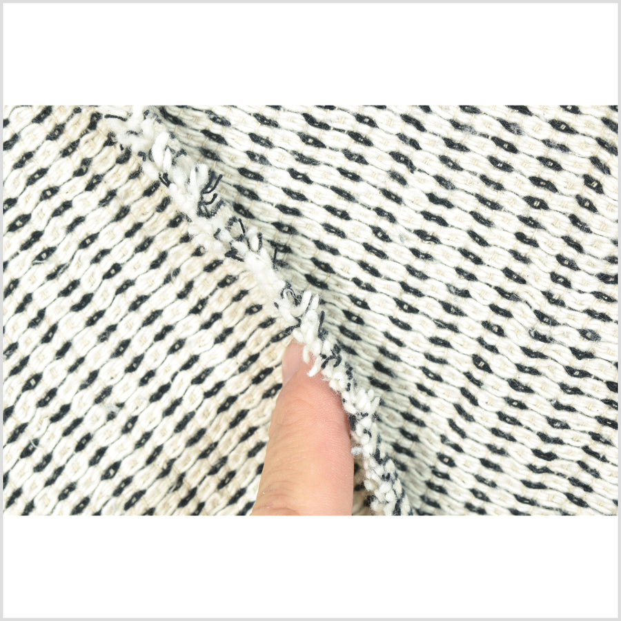 Loose weave, thick yarn, cotton fabric, super soft cream & black color with dot pattern, contrast stitching, per yard PHA355