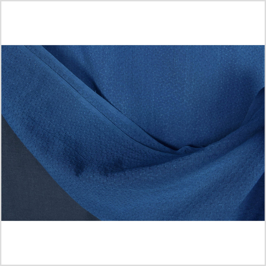 Navy, cobalt blue, honeycomb pattern handwoven cotton fabric, light-weight, soft, quilted, double-layer, material, Thailand woven by the yard PHA337-10