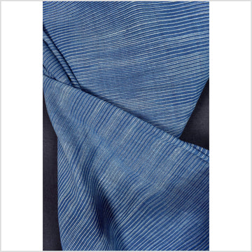 Navy indigo blue, 100% cotton, handwoven Thailand fabric, light/medium-weight, mesmerizing stripe pattern, sold by yard PHA339-10