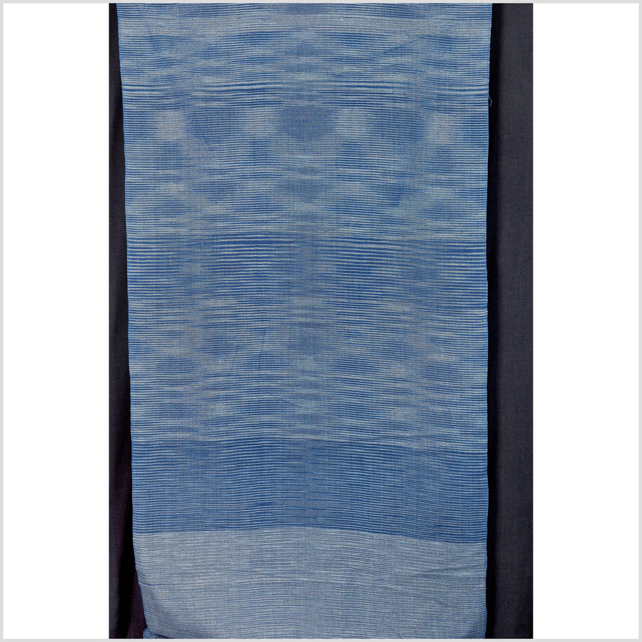 Navy indigo blue, 100% cotton, handwoven Thailand fabric, light/medium-weight, mesmerizing stripe pattern, sold by yard PHA339