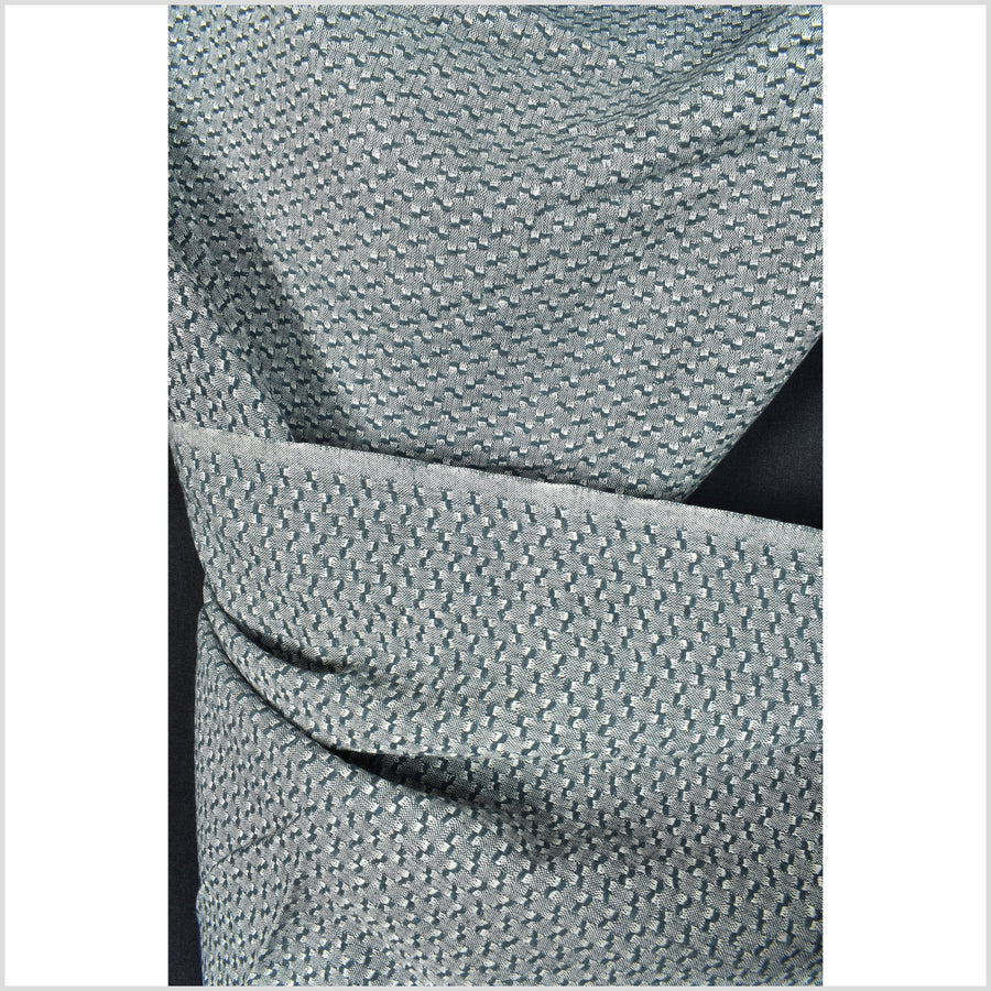 Pale dusty blue-gray, honeycomb pattern handwoven cotton fabric, light-weight, soft, quilted material, Thailand woven by the yard PHA345