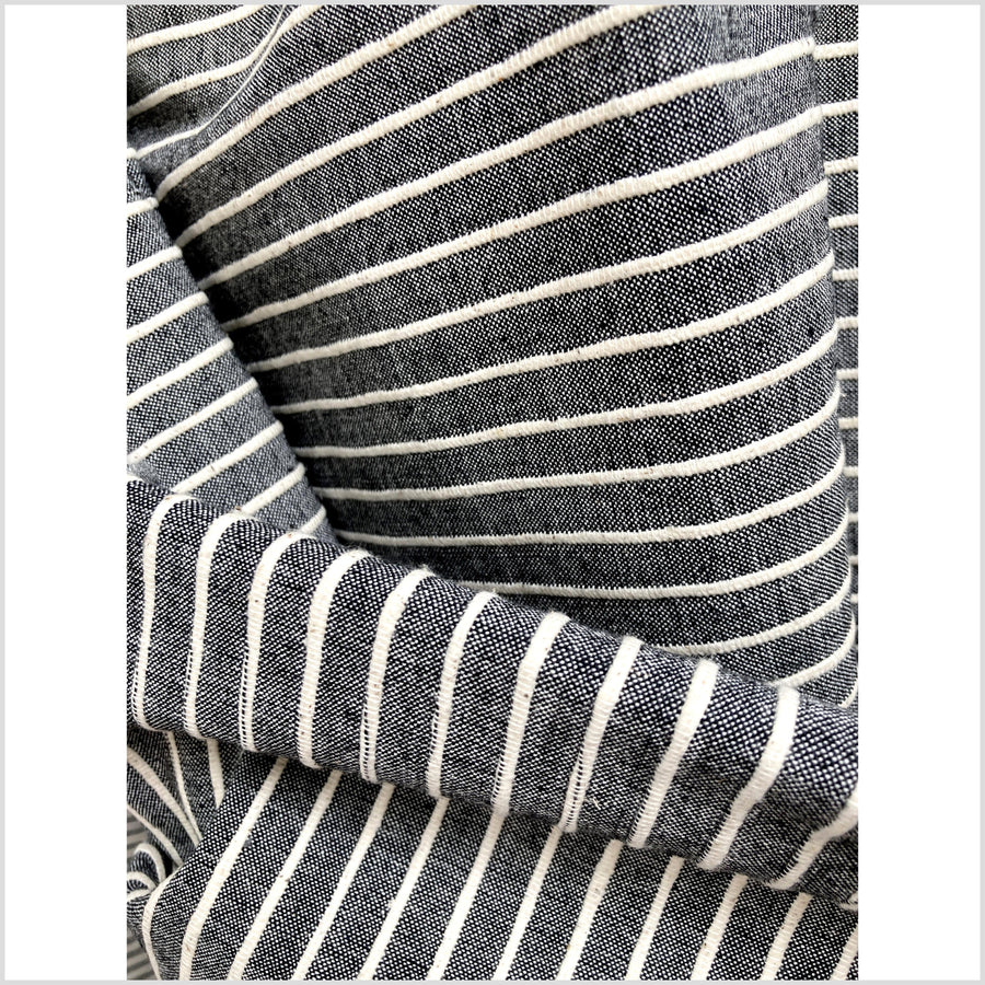 Terracotta coral color, big texture cotton fabric, organic vegetable dye color, handwoven cream stripe raised, ribbed texture, Thailand craft supply PHA344