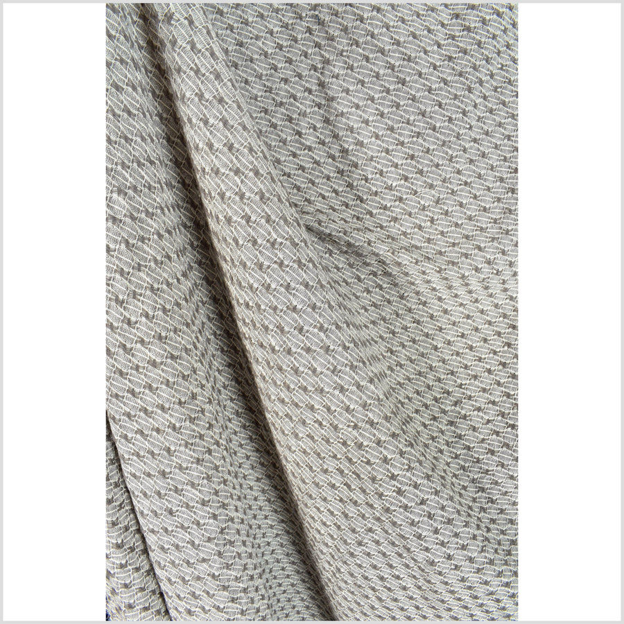 Textured warm gray & white cotton lightweight fabric, 2-sided, striking pattern, sold by the yard PHA354