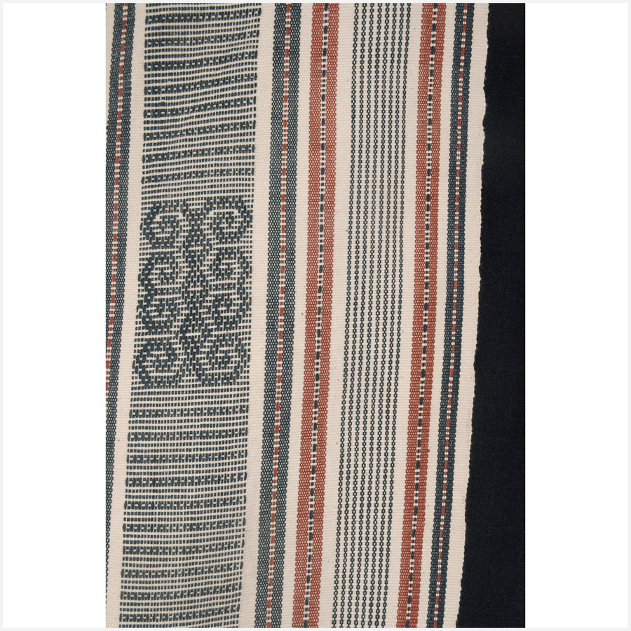 Timor Boti handwoven traditional cotton textile skirt throw runner tablecloth Indonesian hill tribe home decor boho fabric natural vegetable dye black (dark gray) off-white pink ethnic tapestry ethnic tribal fabric CD25