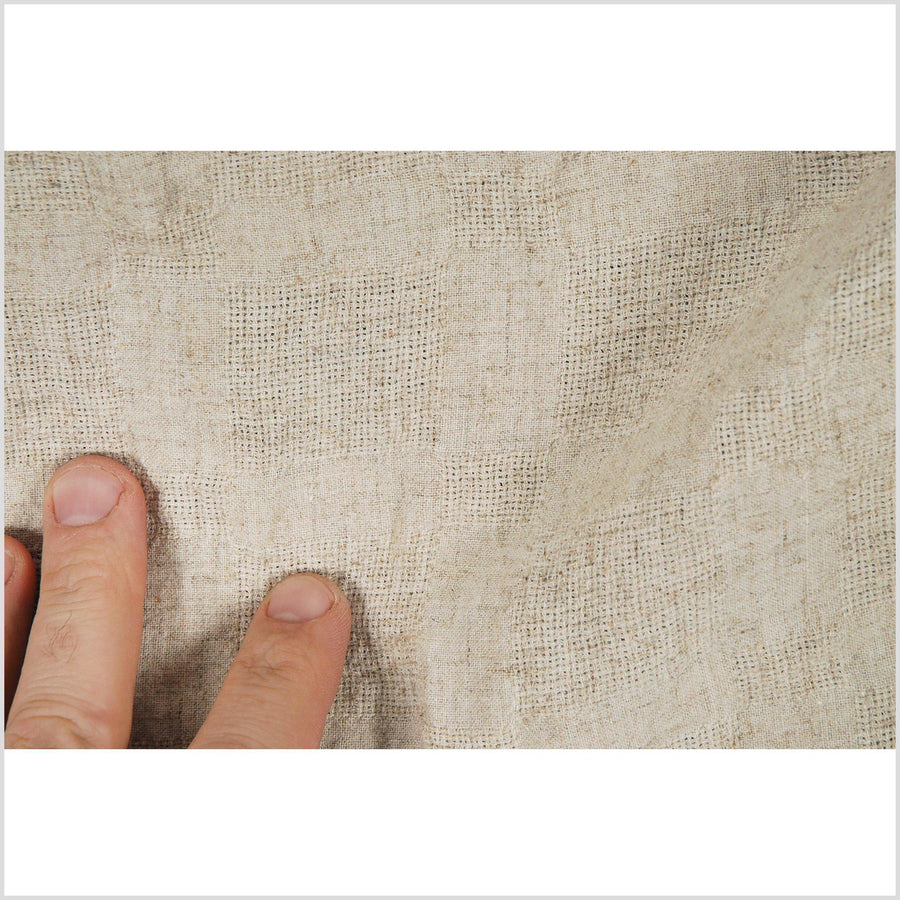Unbleached cotton, linen, ramie neutral color fabric, beige cream pattern fabric, per yard PHA14