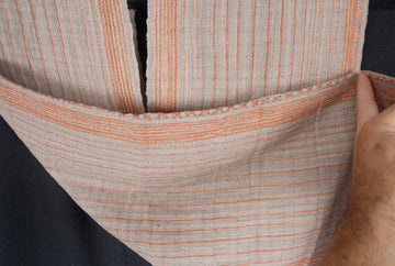 Hmong fabric ethnic tribal textile hilltribe Thai throw natural organic dye neutral beige orange stripe Decor pillow boho pillow decor CC11