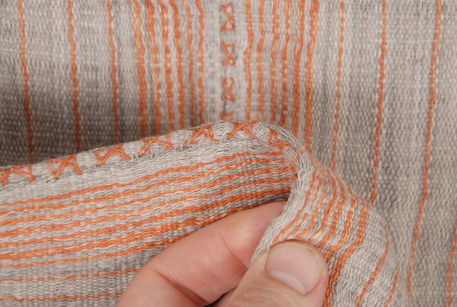 Hmong fabric ethnic tribal textile hilltribe Thai throw natural organic dye neutral beige orange stripe Decor pillow boho pillow decor CC11