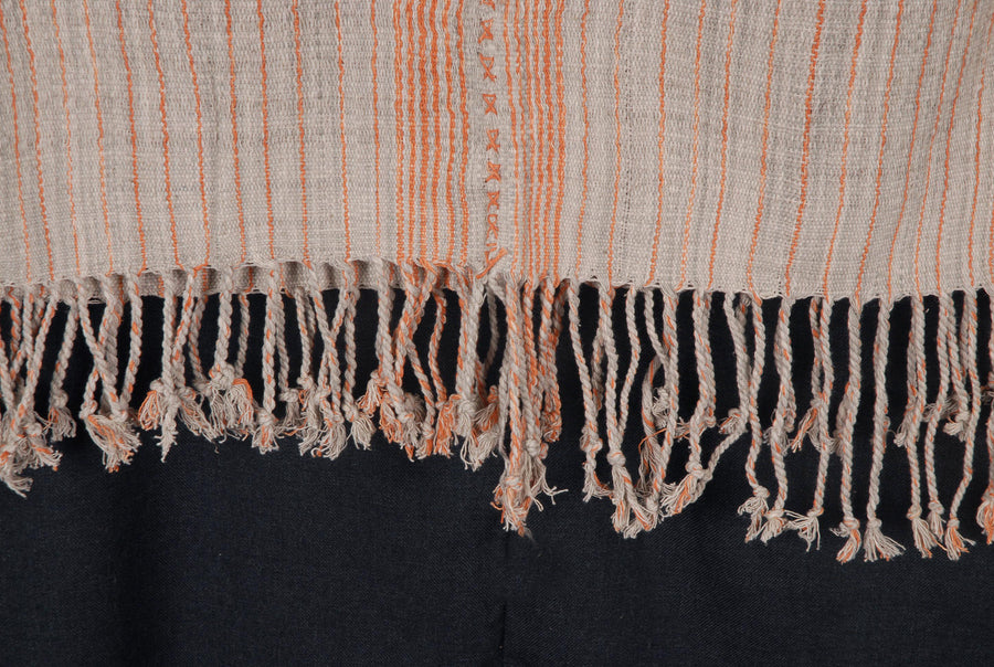 Hmong fabric ethnic tribal textile hilltribe Thai throw natural organic dye neutral beige orange stripe Decor pillow boho pillow decor CC11
