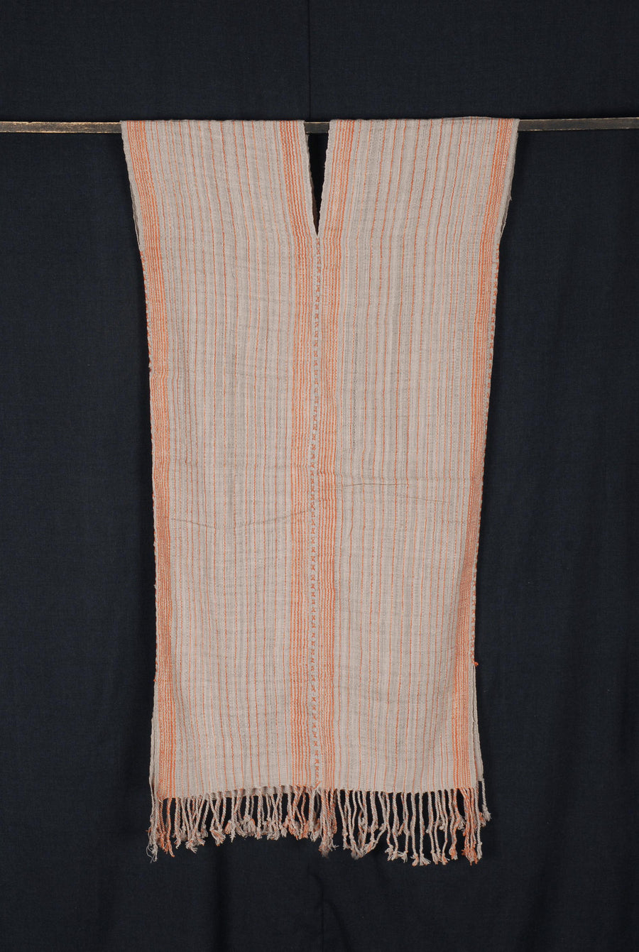 Hmong fabric ethnic tribal textile hilltribe Thai throw natural organic dye neutral beige orange stripe Decor pillow boho pillow decor CC11