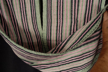 Hmong fabric ethnic tribal textile hilltribe Thai throw natural organic vegetable dye green pink black stripe Decor pillow boho decor CC53
