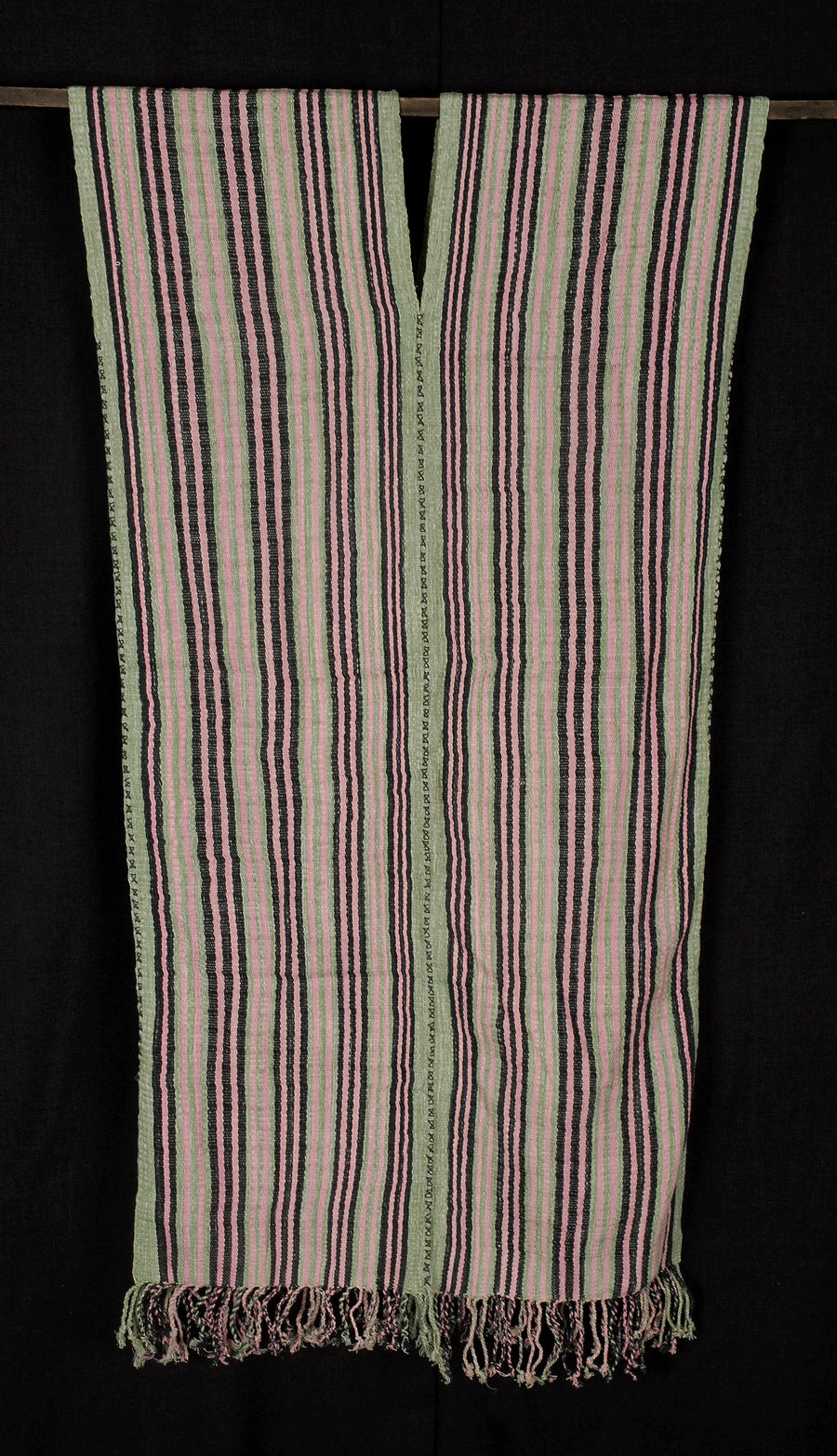 Hmong fabric ethnic tribal textile hilltribe Thai throw natural organic vegetable dye green pink black stripe Decor pillow boho decor CC53