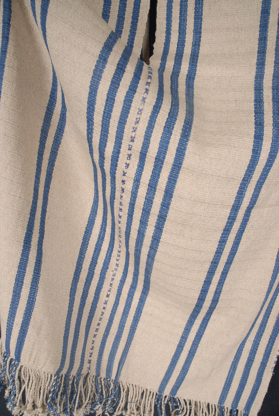 Hmong fabric bohemian ethnic hemp pillow supply handwoven bohemian shirt neutral natural indigo blue tribal ethnic clothing boho cloth hand stitching unbleached textile CE29