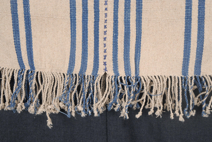 Hmong fabric bohemian ethnic hemp pillow supply handwoven bohemian shirt neutral natural indigo blue tribal ethnic clothing boho cloth hand stitching unbleached textile CE29
