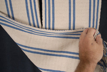Hmong fabric bohemian ethnic hemp pillow supply handwoven bohemian shirt neutral natural indigo blue tribal ethnic clothing boho cloth hand stitching unbleached textile CE29