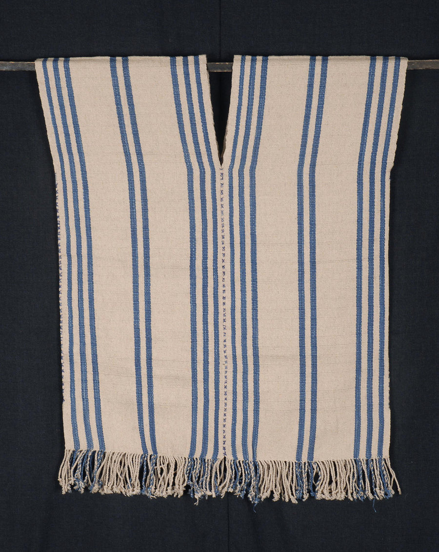 Hmong fabric bohemian ethnic hemp pillow supply handwoven bohemian shirt neutral natural indigo blue tribal ethnic clothing boho cloth hand stitching unbleached textile CE29