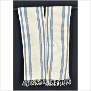 Natural organic dye cotton, handwoven neutral earth tone tribal textile, Karen Hmong fabric, Thai striped boho throw CLE100