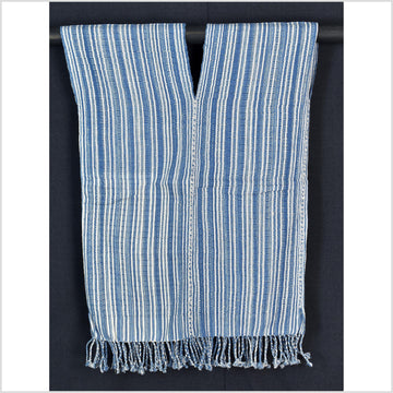 Natural organic dye cotton, handwoven neutral earth tone tribal textile, Karen Hmong fabric, Thai striped boho throw CLE101