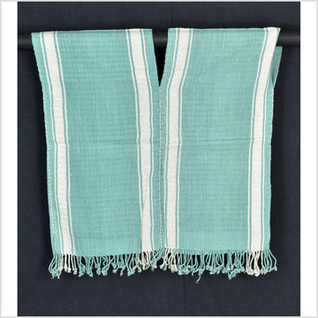 Natural organic dye cotton, handwoven neutral earth tone tribal textile, Karen Hmong fabric, Thai striped boho throw CLE112