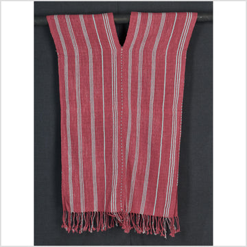 Natural organic dye cotton, handwoven neutral earth tone tribal textile, Karen Hmong fabric, Thai striped boho throw CLE11