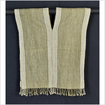 Natural organic dye cotton, handwoven neutral earth tone tribal textile, Karen Hmong fabric, Thai striped boho throw CLE138 (Copy)
