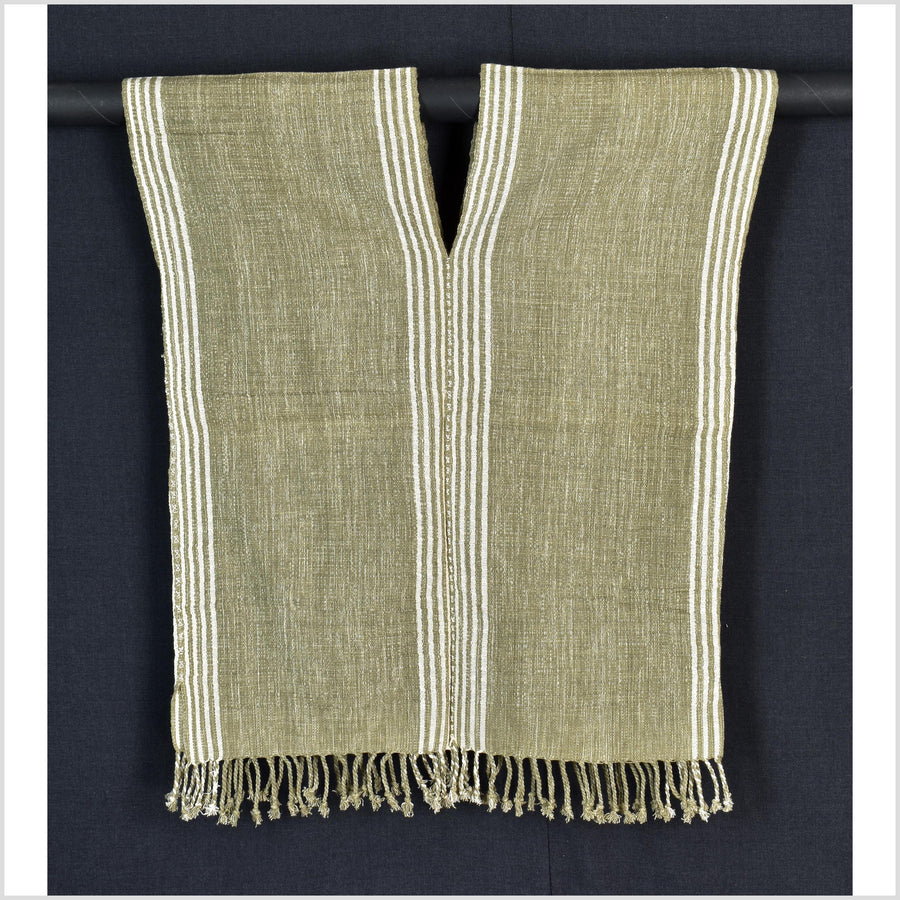 Natural organic dye cotton, handwoven neutral earth tone tribal textile, Karen Hmong fabric, Thai striped boho throw CLE138 (Copy)