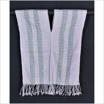 Natural organic dye cotton, handwoven neutral earth tone tribal textile, Karen Hmong fabric, Thai striped boho throw CLE126