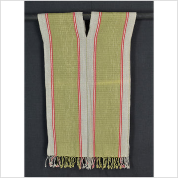 Natural organic dye cotton, handwoven neutral earth tone tribal textile, Karen Hmong fabric, Thai striped boho throw CLE12
