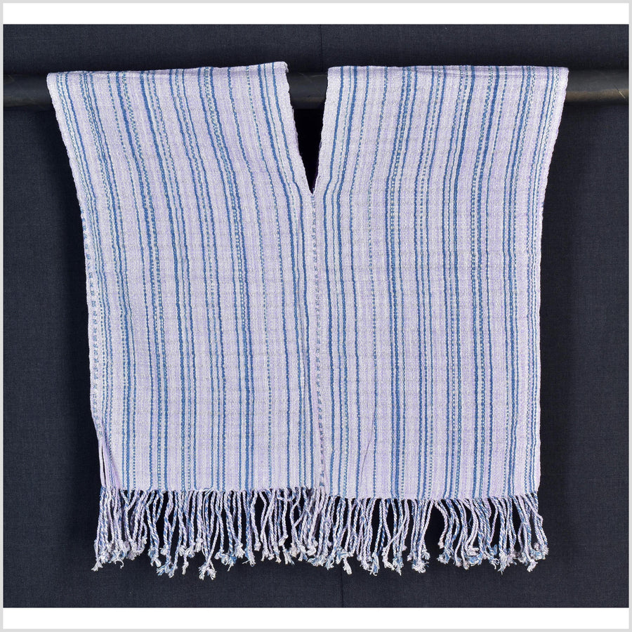Natural organic dye cotton, handwoven neutral earth tone tribal textile, Karen Hmong fabric, Thai striped boho throw CLE153