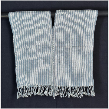 Natural organic dye cotton, handwoven neutral earth tone tribal textile, Karen Hmong fabric, Thai striped boho throw CLE158