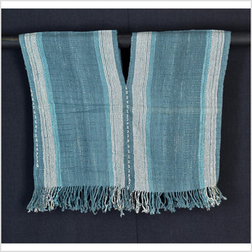 Natural organic dye cotton, handwoven neutral earth tone tribal textile, Karen Hmong fabric, Thai striped boho throw CLE160