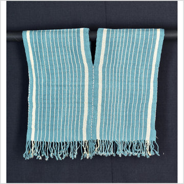 Natural organic dye cotton, handwoven neutral earth tone tribal textile, Karen Hmong fabric, Thai striped boho throw CLE162