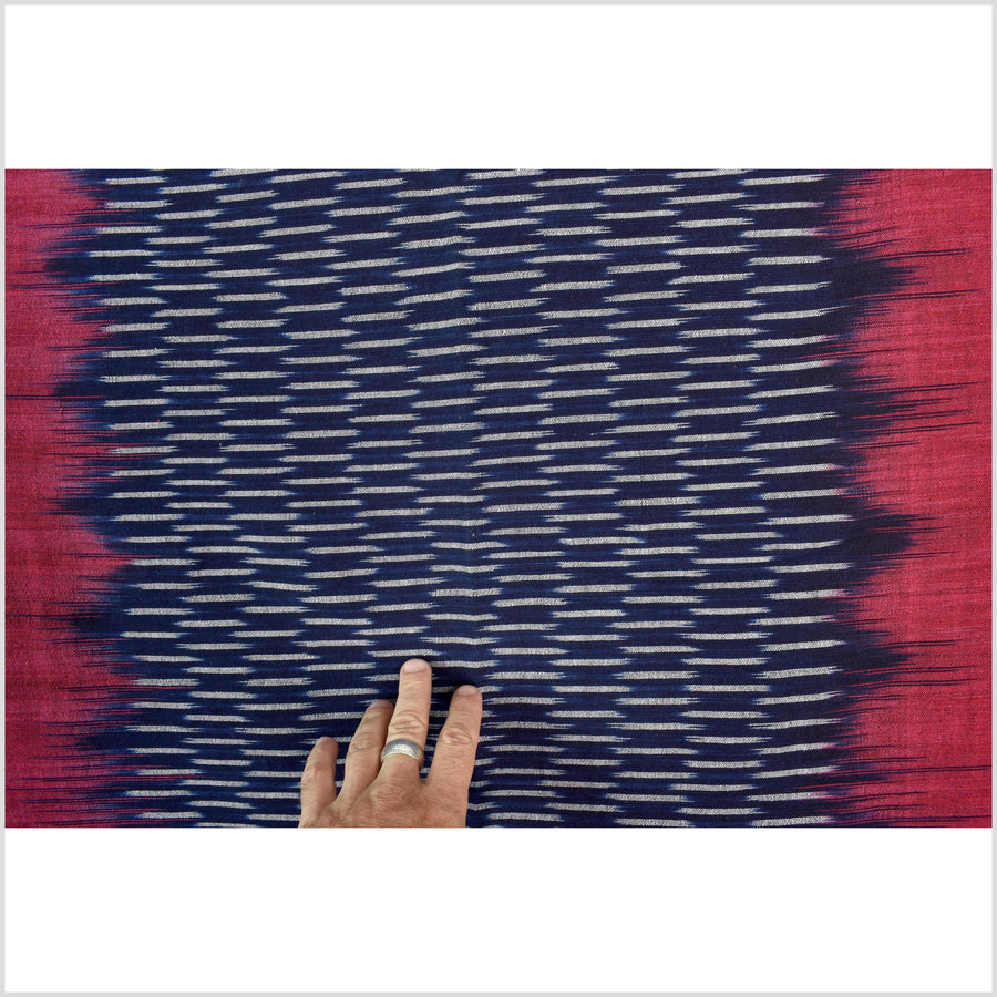 Ikat tribal tapestry, ethnic Laos Tai Lue boho home decor, handwoven cotton skirt sarong Asian fabric CLE193