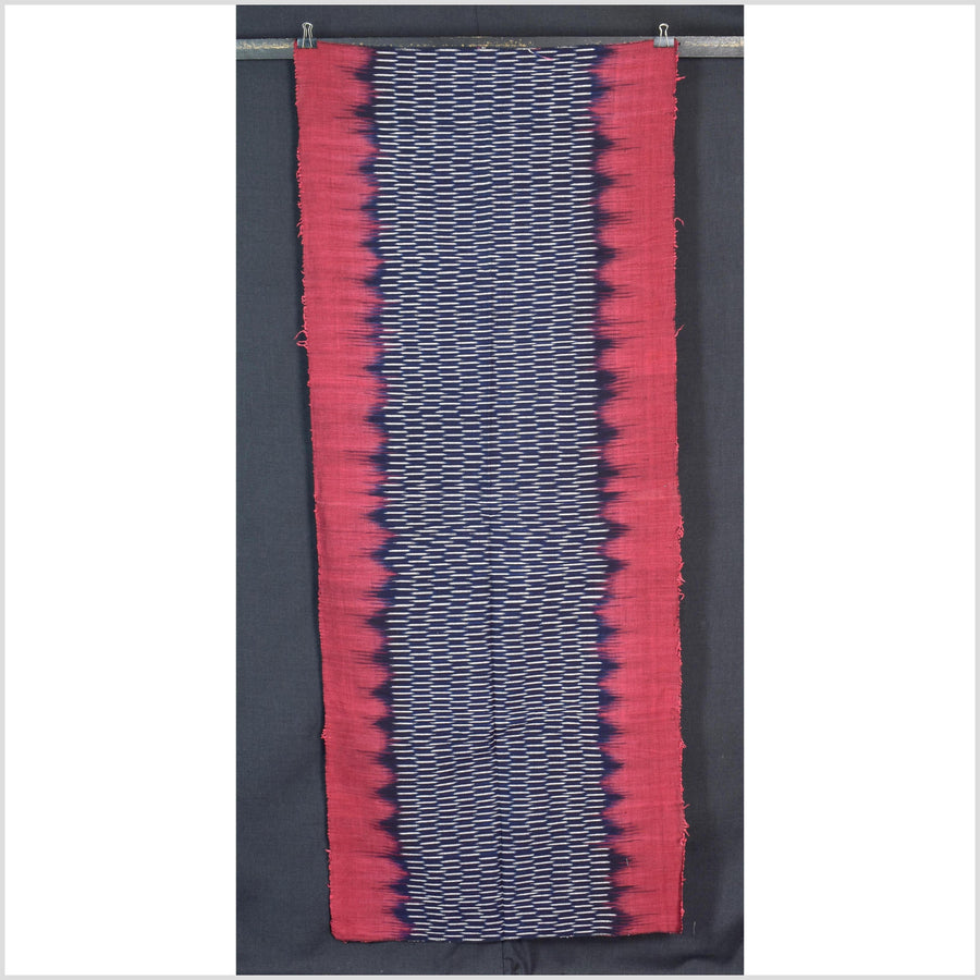 Ikat tribal tapestry, ethnic Laos Tai Lue boho home decor, handwoven cotton skirt sarong Asian fabric CLE193