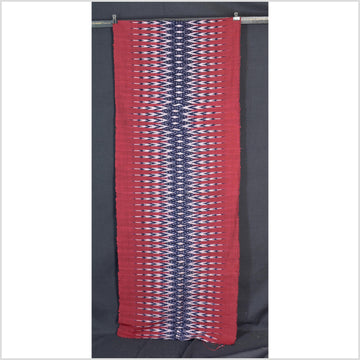 Ikat tribal tapestry, ethnic Laos Tai Lue boho home decor, handwoven cotton skirt sarong Asian fabric CLE194