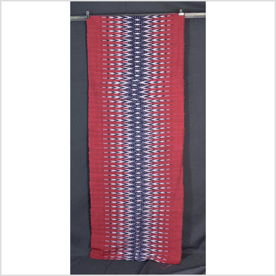 Ikat tribal tapestry, ethnic Laos Tai Lue boho home decor, handwoven cotton skirt sarong Asian fabric CLE194