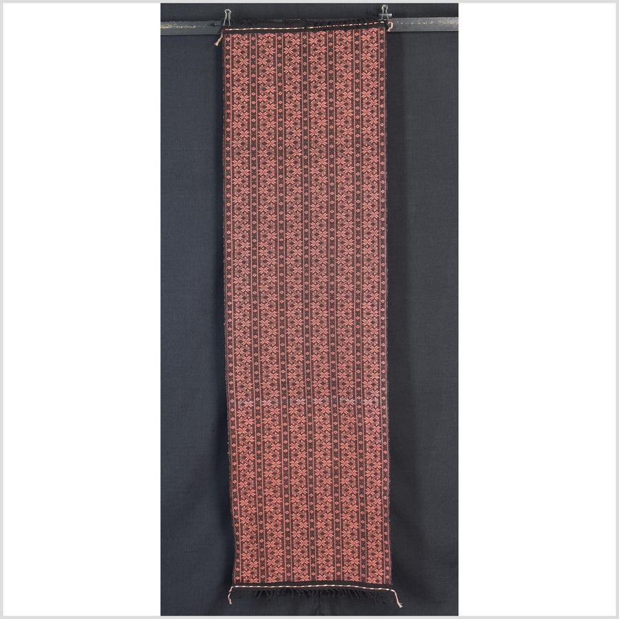 Pink Chin tribal textile brown home decor boho blanket, cotton fabric shoulder wrap hand woven table runner ethnic wall art tapestry CLE195