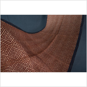 Brown Chin tribal textile brown home decor boho blanket, cotton fabric shoulder wrap hand woven table runner ethnic wall art tapestry CLE196