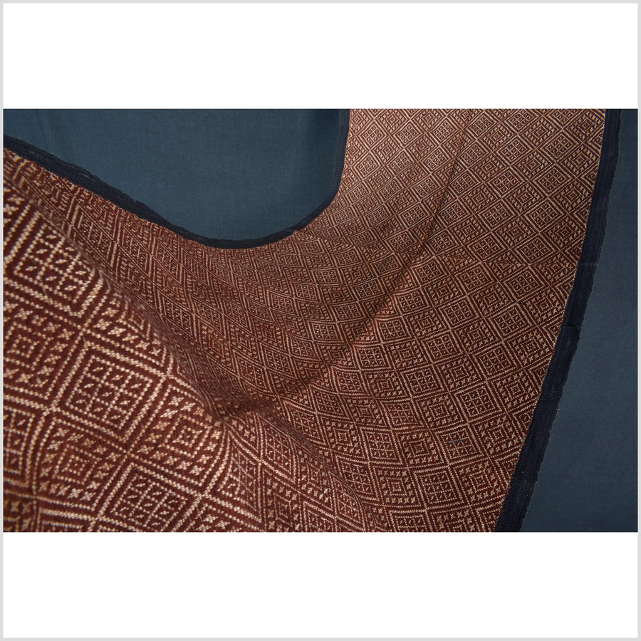 Brown Chin tribal textile brown home decor boho blanket, cotton fabric shoulder wrap hand woven table runner ethnic wall art tapestry CLE196
