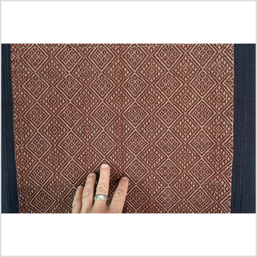 Brown Chin tribal textile brown home decor boho blanket, cotton fabric shoulder wrap hand woven table runner ethnic wall art tapestry CLE196