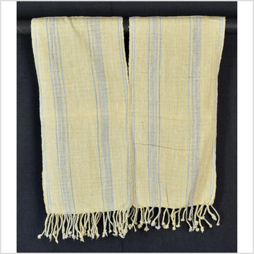 Natural organic dye cotton, handwoven neutral earth tone tribal textile, Karen Hmong fabric, Thai striped boho throw CLE217