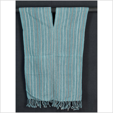 Natural organic dye cotton, handwoven neutral earth tone tribal textile, Karen Hmong fabric, Thai striped boho throw CLE45