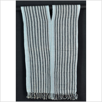 Natural organic dye cotton, handwoven neutral earth tone tribal textile, Karen Hmong fabric, Thai striped boho throw CLE53